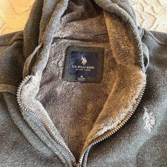 U.S. Polo Association Fleece-Lined Hoodie - Dark Grey - Picture 2 of 3